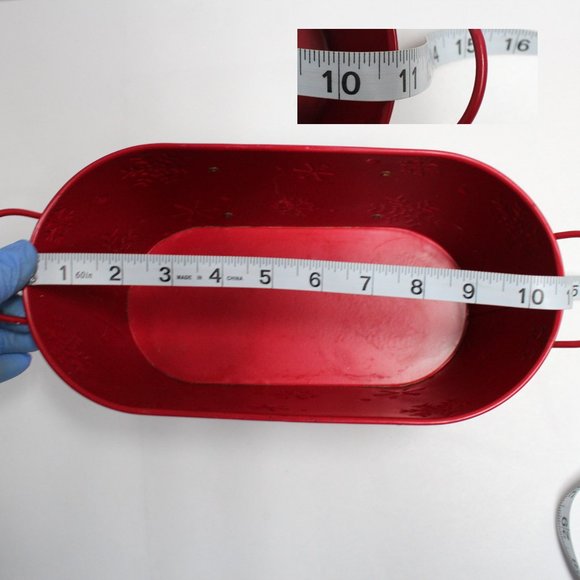 Metal Red White & Black Winter Christmas Basket Tin with Handles by Celebrate It - Picture 11 of 14